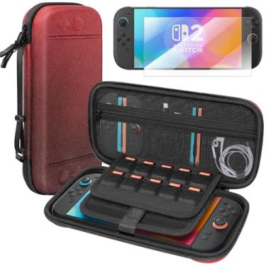 Imagem de Switch Case for Nintendo 2 2025, Screen Protectors for Nintendo Switch 2, Travel Carrying Protective Case for Nintendo Switch 2 Game Accessories, Large & Hard (Red)