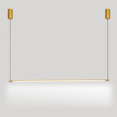 Imagem de 31.5 Luzes Pendt De Barra De Alumínio, Chdeliers De Tubo Longo Linear, Lâmpadas Pendt De Flauta Ultrafinas Para Restaurantes, Luminárias Led Modernas, Gold, three-color light