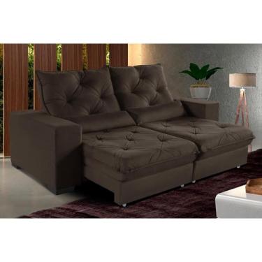 Imagem de Sofá Retrátil e Reclinável 2,90m Suede Isis Marrom Castor - Sofá Casa,
