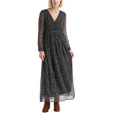 Imagem de Lucky Brand Vestido maxi feminino de bolinhas, Preto/Multi, P