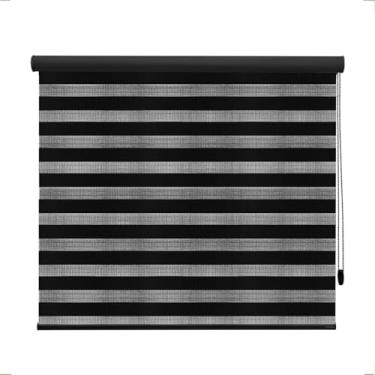 Imagem de Cortina persiana rolo rollon rolô Modelo Double Vision Translúcida (Preta, 1,40 (lar) x 1,40 (alt))