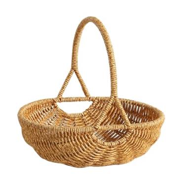 Imagem de Fenteer Cesta de armazenamento suspensa de vime, organizador de armazenamento, imitação de vime, decoração leve para casa, cesta de vime para bar, S