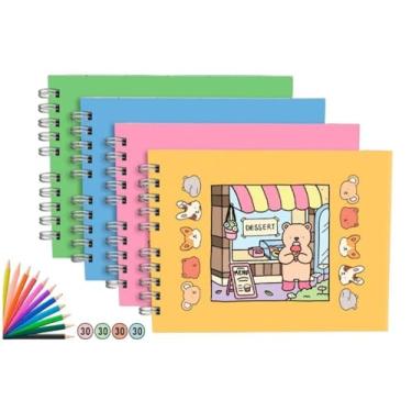 Imagem de Caderno de Pintar Antiestresse 50 Folhas Livro De Pintura Desenhos Para Colorir Com Animais Fofinhos E Ilustrações Divertidas