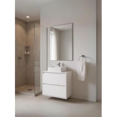 Imagem de Gabinete para Banheiro com Cuba e Espelheira 60cm Mdf Branco Dubai - O