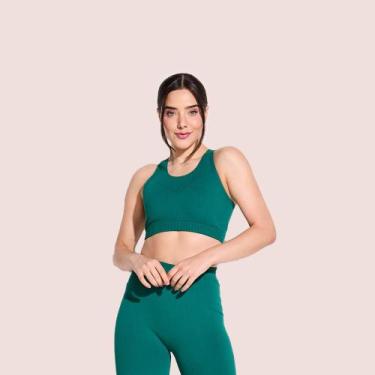 Imagem de Top Feminino Fitness Trifil Colmeia Sem Costura, Verde malaquita, GG