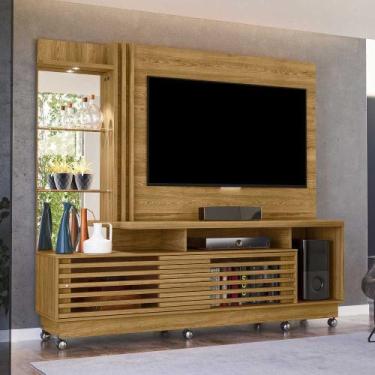 Imagem de Home Theater Stall 2 Portas 2 Prateleiras Iluminação LED até 60 Cumaru