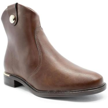 Imagem de Bota Vizzano Detalhe Cano Baixo Feminina - Marrom - 34
