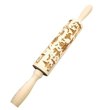 Imagem de Baoblaze Rolo de massa de madeira com para biscoitos, rolo de massa texturizado fino para festas, padrões temáticos de Halloween, de pizza, Chapéu