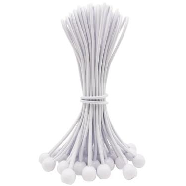 Imagem de WMZOBH Cordões elásticos de 25 cm, 25 peças de cordas elásticas pequenas com bolas, mini bolas elásticas resistentes ao ar livre para lona, dossel, acampamento, barraca (branca)