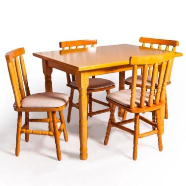 Imagem de Conjunto de Mesa Mônaco 110x80 com 4 Cadeiras Estofadas  Natural  JM M