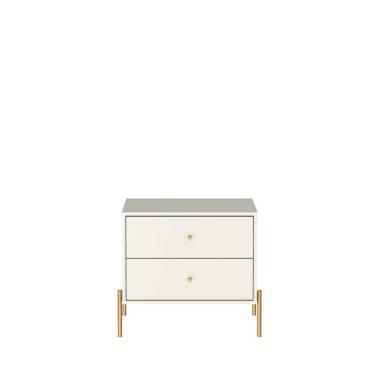 Imagem de Mesa de Cabeceira Jasper 63 cm - Off White Fosco c/ Dourado