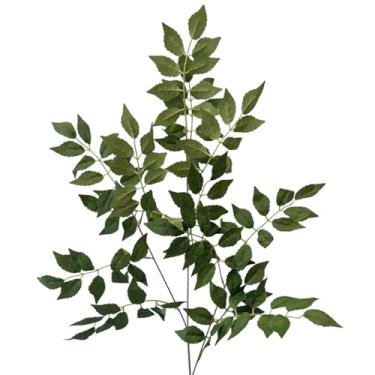 Imagem de Kit 2 Hastes Grande de Folha Folhagem de Fícus Artificial Colorida Decoração (Verde-escuro)
