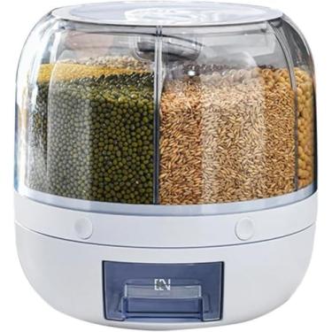 Imagem de Organizador de Grãos com 6 Divisórias – Dispenser Giratório de Alimentos Secos com Tampa Removível – Ideal para Arroz, Feijão, Cereais, Cozinha, Geladeira e Despensa – 3kg