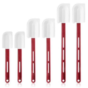 Imagem de 6 espátulas de silicone de alta temperatura, espátula de borracha resistente ao calor, raspador de silicone comercial com alça para utensílio de mistura de cozinheiro de cozinha, pode ser lavado na