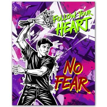 Imagem de ZUKIY Urban Dreams in Vivid Graffiti - Pôster de arte de parede de grafite moderno - Impressão de arte de rua sem moldura 20 x 25 - Pôster de arte pop urbana para quarto escritório dormitório