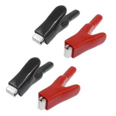 Imagem de SGHAJIME 4 peças de clipes jacaré isolados de 50 A, braçadeiras de jacaré resistentes, clipes de crocodilo, braçadeiras de teste elétrico, braçadeira de carregador de bateria para carro, veículo