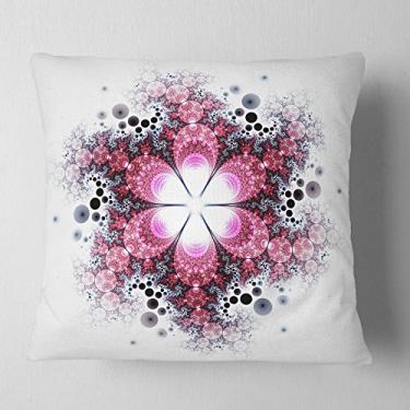 Imagem de Designart Violeta estampa de flor fractal abstrata sala de estar, sofá, enchimento de almofada de alta qualidade + capa de almofada impressa em ambos os lados 40,64 cm x 40,64 cm