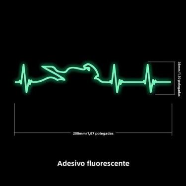 Imagem de Batimento Cardíaco Motocicleta Brilho Adesivos Eletrocardiograma Decal