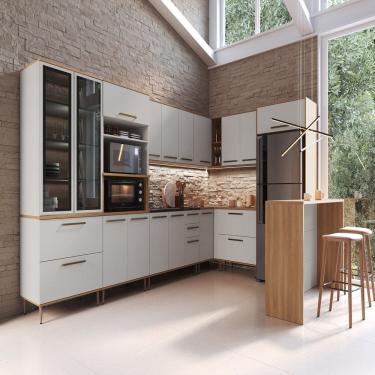 Imagem de Cozinha Modulada Completa 11 Peças com Cristaleira 16 Portas 6 Gavetas Isabelle Freijó / Arenas