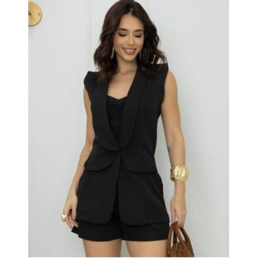 Imagem de Conjunto Feminino Conjunto Colete e Shorts Premium - Rezes Moda, Preto