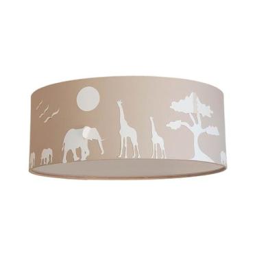 Imagem de Luminária Plafon Safari Savana Cúpula Tecido 50x15cm SKU - Tom Luz, Cá