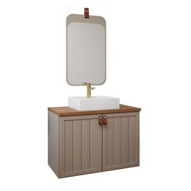 Imagem de Gabinete de Banheiro Alure  80 com espelho monet Cappuccino/Freijo - M