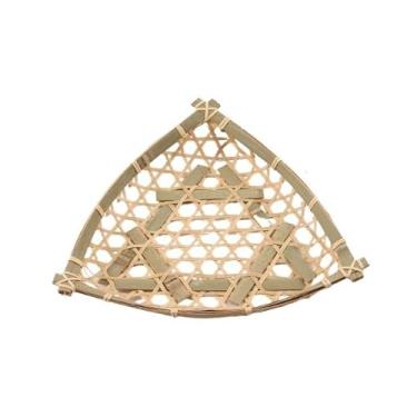 Imagem de Cestas de armazenamento de bambu trançado à mão, organizador decorativo para casa, frutas e lanches(Natural triangle basket)