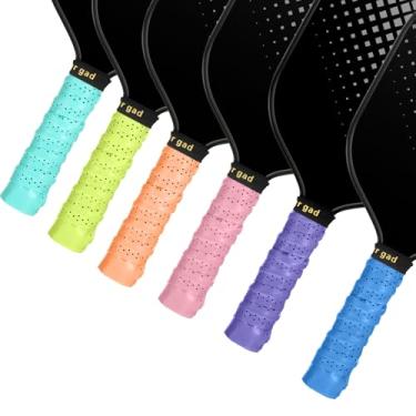 Imagem de MBAIYO 6 peças de fita de aderência para remo de pickleball, alça absorvente antiderrapante perfurada, envoltório de substituição para tênis badminton squash com várias opções de cores