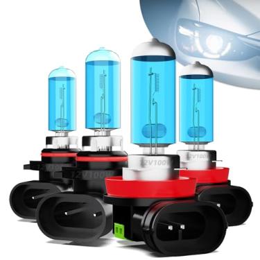 Imagem de DMEPUGI Lâmpadas de farol adequadas para Chevy Colorado 2015-2020, 9005 H11 Combo de feixe alto e baixo, luz branca 5500K lâmpada de farol de halogênio super brilhante de alto desempenho, 4 peças