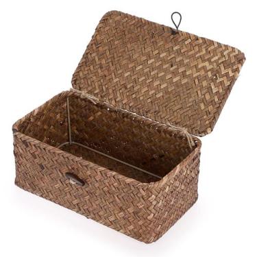 Imagem de Cestos de armazenamento Hipiwe Wicker Shelf Cestos com tampa Seagrass