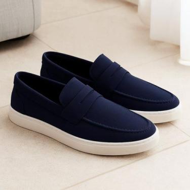 Imagem de Sapato Slip-on Masculino Mocassim Camurça Casual Confort - Giolo, Azul