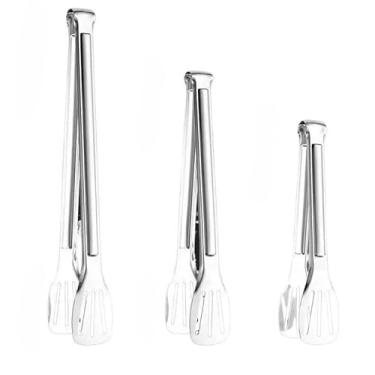 Imagem de Pegador Multiuso para Salada, Pães, Macarrão e Churrasco, Pinça Cozinha e Culinária, Inox Profissional Longo(kit3)