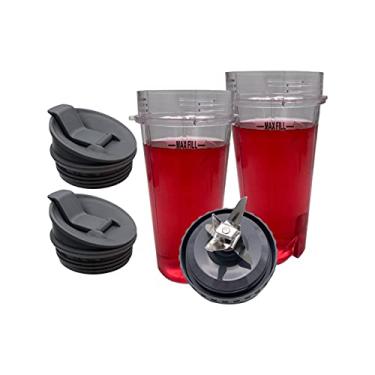 Imagem de Peças de reposição copo de 473 ml com tampa de vedação e conjunto de lâmina extratora, compatível com o liquidificador Ninja Professional 1000W Smoothie Maker BL663/BL663CO 30/BL660WM 30/BL740 30