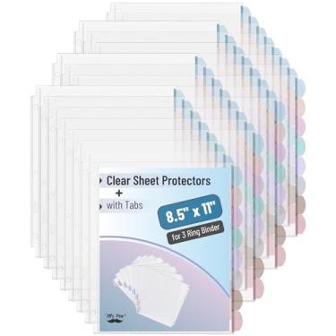 Imagem de Mr. Pen - Protetores de lençol transparentes com abas para fichário, 8 abas, 2 conjuntos, protetores de folha de fichário transparente,