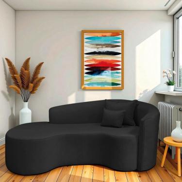 Imagem de Recamier Curvo Orgânico 200cm 3 Lugares Lado Esquerdo para Sala de Estar Bouclé Londres Preto