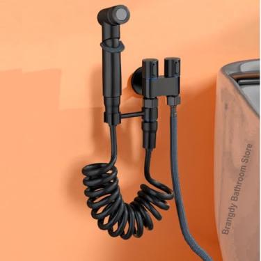Imagem de Ducha Higiênica com Válvula Dupla – Mangueira Espiral Flexível, Instalação Fácil e Fluxo Eficiente e Elegancia para seu Lavabo (PRETO)