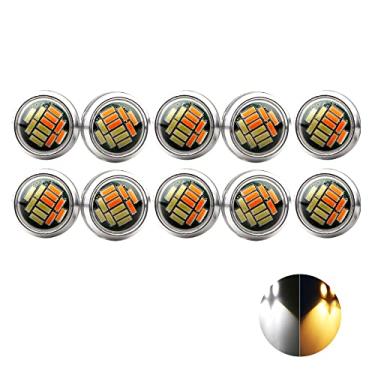 Imagem de OtpOutopa Luzes LED Eagle Eye, Âmbar + Branco Ultra Fino 23 mm 12SMD Luzes Diurnas Luzes de Direção Reversa Luzes de Sinalização Traseira Luzes Marcadoras para Carro Motocicleta Caminhão Barco (Concha
