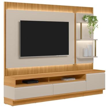 Imagem de Rack Para Sala Com Painel Para Tv 70 Pol Led 238cm Spencer L05 Tauari Off White Fosco - Lyam Decor