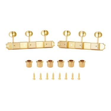 Imagem de KAISH 3 por lado em uma placa, afinadores de guitarra vintage fundidos 3x3, afinadores de guitarra, máquinas de afinação para Gibson/Epi Les Paul JR, botão oval de metal dourado