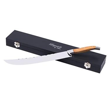 Imagem de LUVCOSY Champagne Saber with Gift Box, Laguiole Style Champagne Sword with Olive Wood Handle for Wedding Birthday, Stainless Steel Blade Champagne Knife, Wine Bottle Opener for Housewarming Home Bar Y