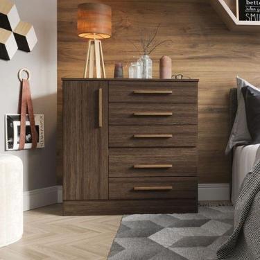 Imagem de Comoda Advantage 5 Gavetas 1 Porta Sapateira Capuccino Batrol
