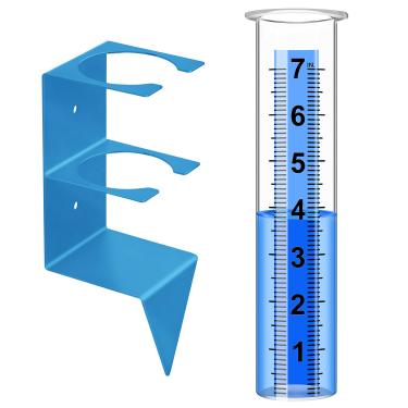 Imagem de Timenued Medidor de chuva ao ar livre, capacidade de 17,78 cm para ambientes externos, melhor classificado com suporte de rack de montagem de aço inoxidável, medidor de chuva grande de plástico à