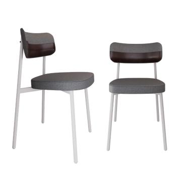 Imagem de Conjunto 2 Cadeiras De Jantar Alloa Corriente Cinza Courino Café Estrutura Branca