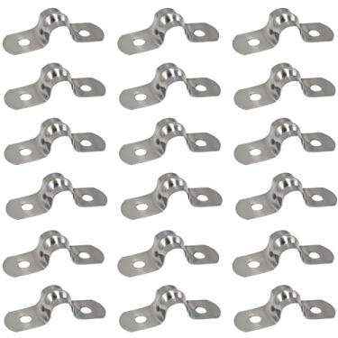 Imagem de STFRBTH 50 peças M8 suporte em U de alça de dois furos, braçadeira de tubo de aço inoxidável, clipes de suporte de conduíte rígido com orifícios de montagem para fixação de cabos e tubos