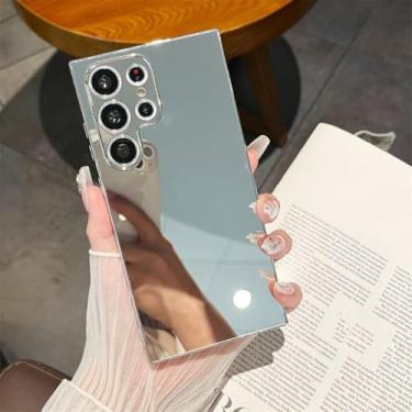 Imagem de Capa espelhada dourada para Samsung Galaxy S23 S22 S21 S24 Ultra Plus S23 S21 S20 Fe A34 A53 A14 A13 A25 A23 A52 S24 Ultra (para A24 4G/prata)