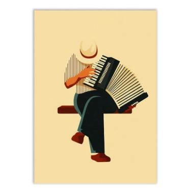 Imagem de Placa Decorativa Sanfona Ilustração Minimalista Decoração Poster Quarto Sala