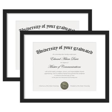 Imagem de upsimples Moldura de diploma com acrílico transparente, porta-retrato 28 x 35 cm para certificado de grau de documento, preto, pacote com 2