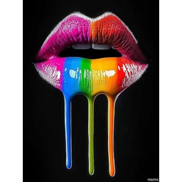 Imagem de YEEIFFD Kits de arte de diamante Pride Lips para adultos, kits de pintura de arte de diamante 5D broca completa pintura de diamante arte de diamante para decoração de parede de casa 30 x 40 cm