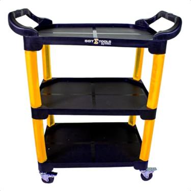 Imagem de Carrinho Mecânico 3 Andares Amarelo 135Kg com Rodas - Projetado Para Oficina