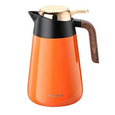 Imagem de predolo Jarra com isolamento a vácuo V Pour, pote térmico com tampa, jarra de café de aço inoxidável 1600ml para leite, líquidos quentes e churrasco, Laranja
